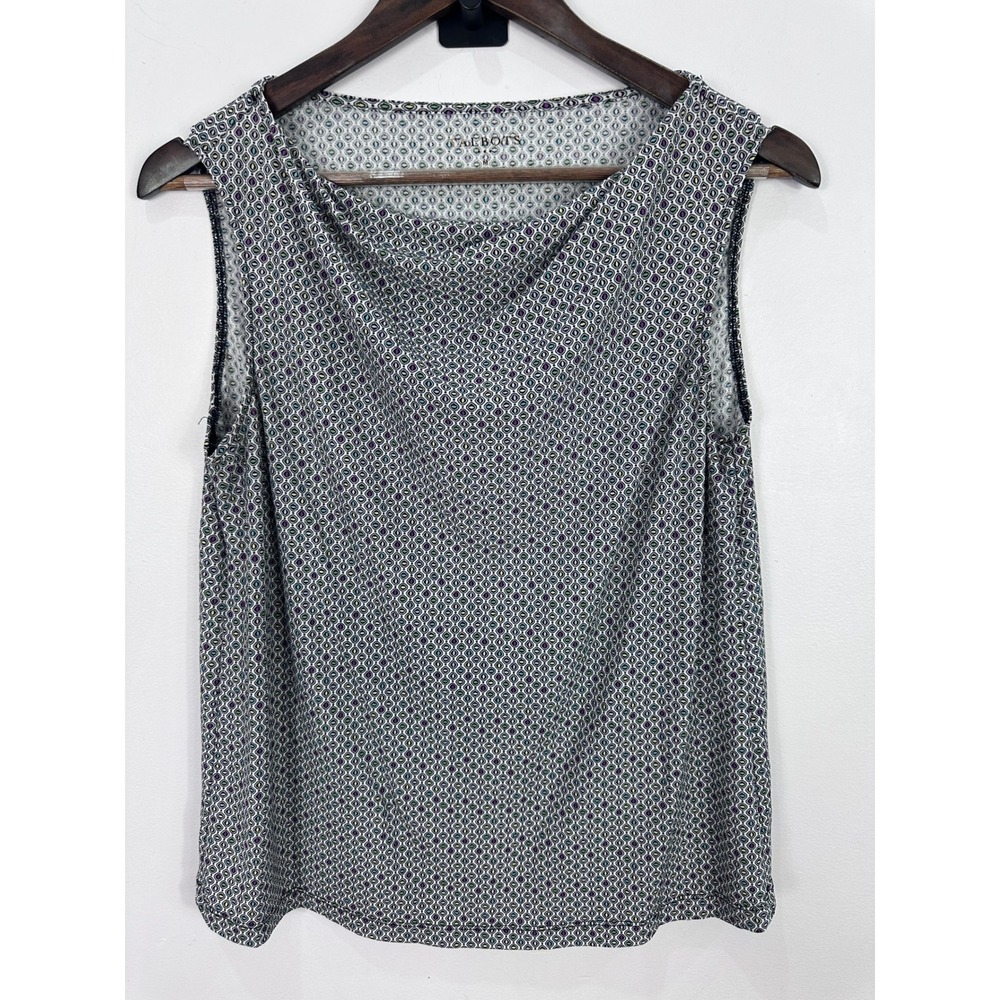 Talbots Cowl Neck Tank Top Women‎ Size M Multi-Color Geometric Print Sleeveless
